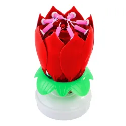 Lotus shaped rotating birthday candle with 8 small candles & Happy Birthday songParty