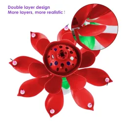Lotus shaped rotating birthday candle with 8 small candles & Happy Birthday songParty