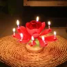 Lotus shaped rotating birthday candle with 8 small candles & Happy Birthday songParty