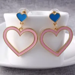 Boucles d'oreilles longues en forme de coeur
