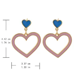 Boucles d'oreilles longues en forme de coeur