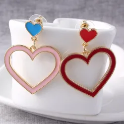 Boucles d'oreilles longues en forme de coeur