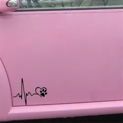 Heartbeat & pet footprint - autocollant vinyle