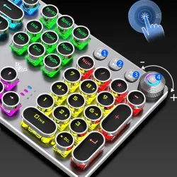 Steampunk - gaming mechanical keyboard - metal panel - round retro keycap - backlit wired keyboardKeyboards