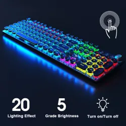Steampunk - gaming mechanical keyboard - metal panel - round retro keycap - backlit wired keyboardKeyboards