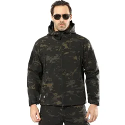 Armée - camouflage - veste imperméable avec capuche et fermeture éclair