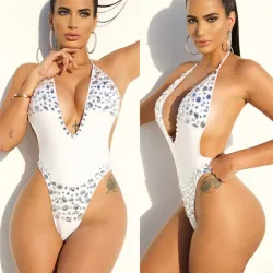 Costume de nage d'une pièce sexy avec diamants