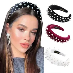 Bande-tête velours tendance avec perles