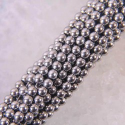 Perles rondes en hématite magnétique - brins pour la fabrication de bijoux - 4mm - 39cm - argent