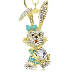 Porte-clés en lapin or & cristal