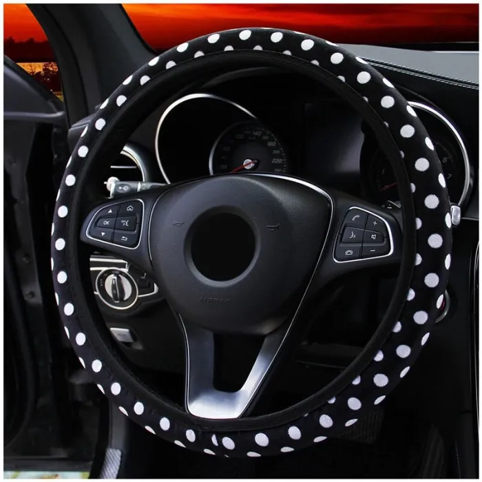 Couverture de volant de voiture - plush - conception de points