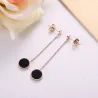 Boucles d'oreilles noires longues - or rose - acier inoxydable