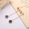 Boucles d'oreilles noires longues - or rose - acier inoxydable