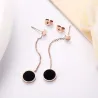 Boucles d'oreilles noires longues - or rose - acier inoxydable