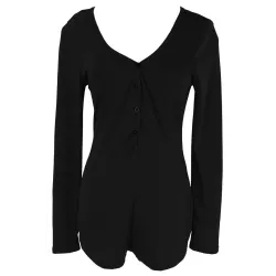 Body en coton avec manches longues et boutons