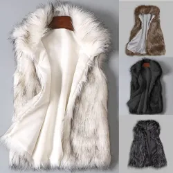faux fur coat - women waist coat - women's jacket fur vest - ladies wool vest stand collar faux coatJackets