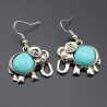 ensemble de bijoux de couleur argent antique - colliers perles bleu éléphant - boucles d'oreilles goutte charme pour les femmes