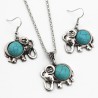 ensemble de bijoux de couleur argent antique - colliers perles bleu éléphant - boucles d'oreilles goutte charme pour les femmes