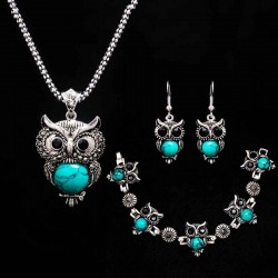 collier en pierre ensemble - Bracelet en owl & boucles d'oreille - collier bijoux - pendentif collier longue chaîne collier en c