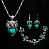 stone necklace set - owl bracelet & earrings - necklace jewelry - pendant long chain necklace-in pendant necklacesJewellery Sets