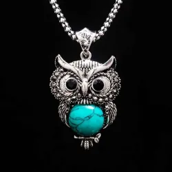 stone necklace set - owl bracelet & earrings - necklace jewelry - pendant long chain necklace-in pendant necklacesJewellery Sets