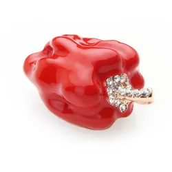 Poivre vert et rouge avec strass - broche