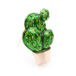 Cactus en émail vert - une broche élégante
