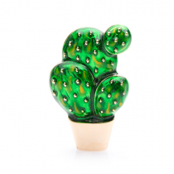 Green enamel cactus - an elegant brooch