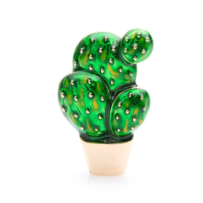 Cactus en émail vert - une broche élégante