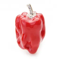 Poivre vert et rouge avec strass - broche