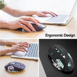 souris de jeu optique sans fil - rechargeable - silencieux - rétroéclairage LED - ergonomie