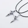 Black & silver Cross with ring - rope chain - necklace for couple - 2 piecesNecklaces