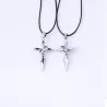 Black & silver Cross with ring - rope chain - necklace for couple - 2 piecesNecklaces