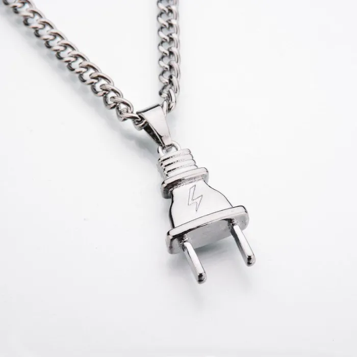 Electrical plug shape pendant - gold & silver stainless steel necklaceNecklaces