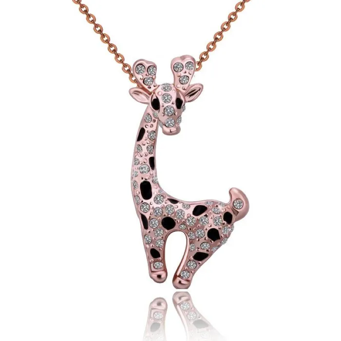 Collier en acier inoxydable avec girafe en cristal