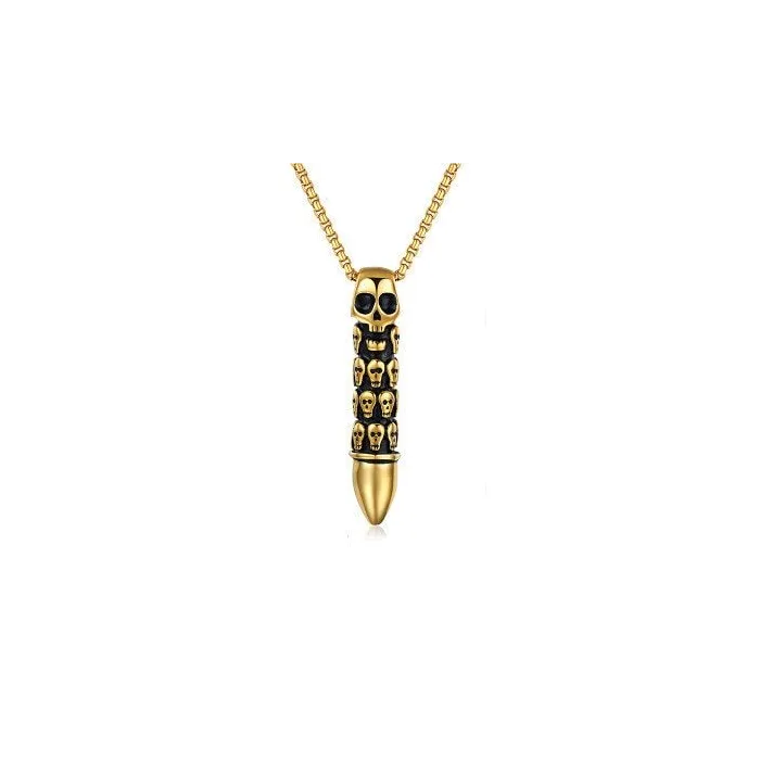 Titanium balle en acier avec des crânes - collier