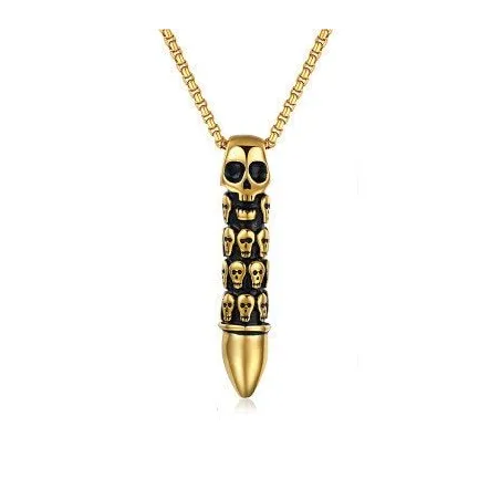 Titanium steel bullet with skulls - necklaceNecklaces