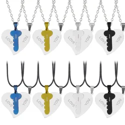 Je t'aime - 2 pièces de coeur & collier de clé - 2 pièces