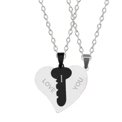 Je t'aime - 2 pièces de coeur & collier de clé - 2 pièces