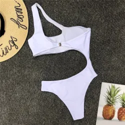 Hollow out - maillot de bain avec poussoir - blanc - noir - monokini