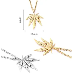 Collier avec pendentif feuille de chanvre