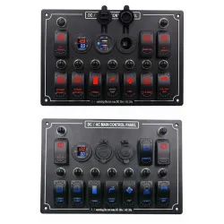 Rocker switch panel - 12V - 10-gang - LED - cigarette lighter - waterproof for car - boat - truckElectronics & Tools