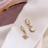 Crystal star & Lune - boucles d'oreilles en or