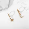 Crystal star & Lune - boucles d'oreilles en or