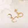 Crystal star & Lune - boucles d'oreilles en or