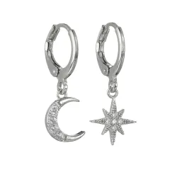Crystal moon & star - gold & silver earringsEarrings