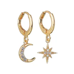 Crystal moon & star - gold & silver earringsEarrings