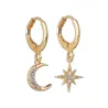 Crystal moon & star - gold & silver earringsEarrings