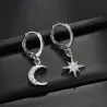 Crystal Moon & star - boucles d'oreilles en or & argent