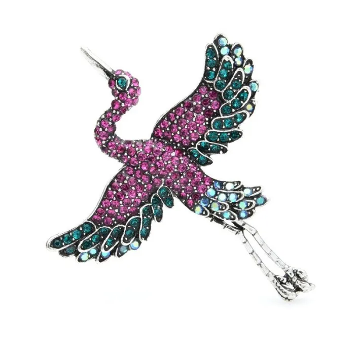 Grue volante - élégante broche en cristal